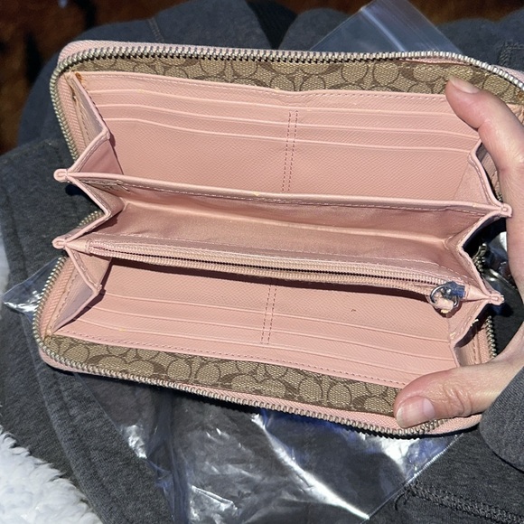 Coach pink long wallet with silver hardware signature monogram brown lined ๐ - Picture 8 of 12